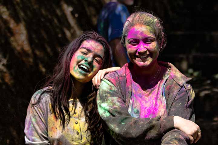 Happy students on Holi